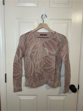 Peruvian Connection Palm Leaves Cotton Long Sleeve Top Size Extra Small